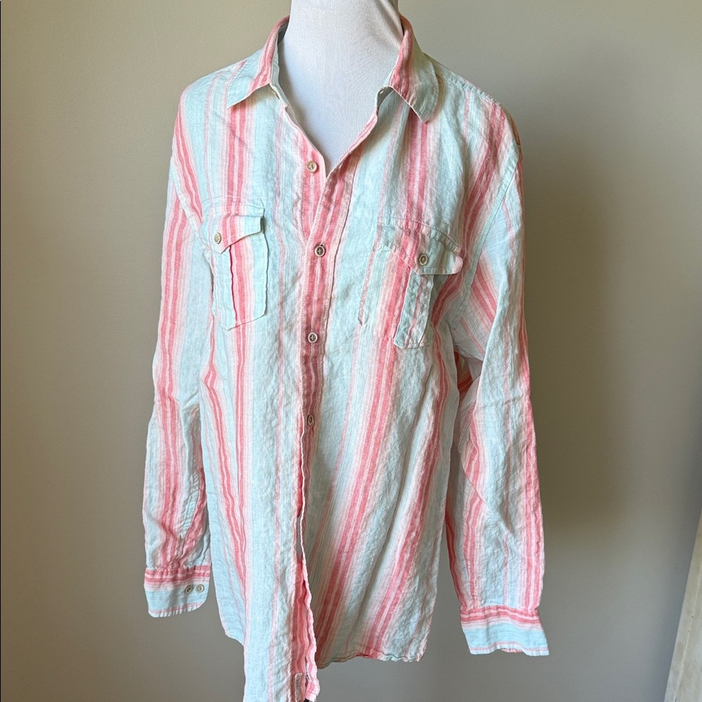Islander Striped Linen Button Down Shirt